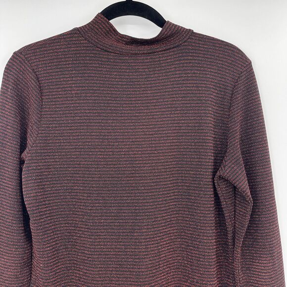 Rebecca Minkoff Women Dress Sz Large Phoebe High Neck Metallic Ribbed Knit Mini - Picture 6 of 10